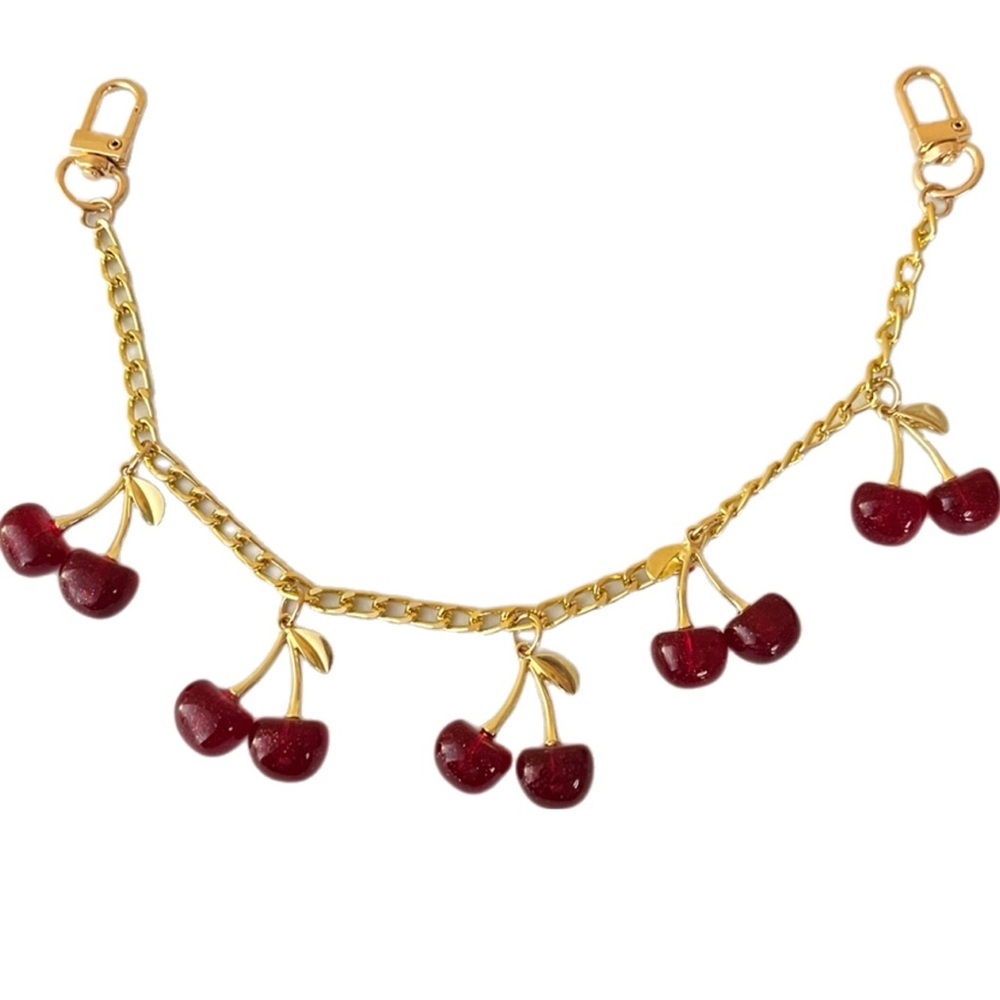 Cherry Charm Gold Purse Chain